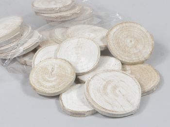 pb. 20 wood round slices white wash 5-7cm