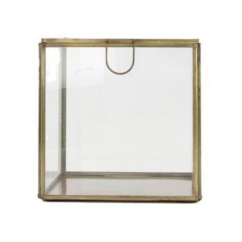 Box metal with glass 13.5x13.5x13.5cm Gold