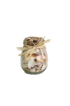 Bottle glass with shells 11x9x9cm Natural