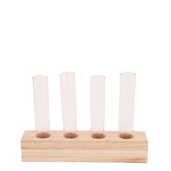 Block with flower tubes wood 25x5x17cm Natural