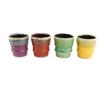 Planter ceramic Ø11x11.5cm 4 colours Assorted