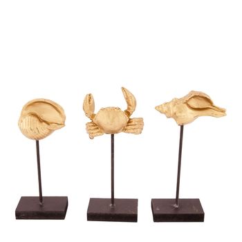 Sea animal on stand polyresin 8x6x22.5cm Gold 3 Assorted