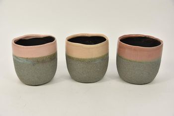 Pflanzgefäß Keramik Ø10x10cm 1Stück Rosa Mix