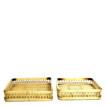 S/2 Tray bamboo 36x36x7.5cm Natural