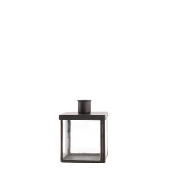 Dinnercandle holder glass ''Showcase'' 7.5x7.5x11cm Black