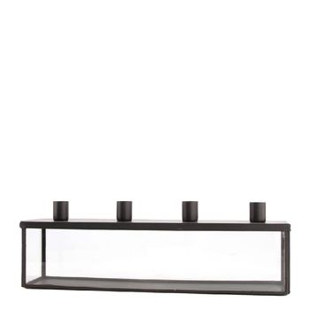 Dinnercandle holder glass 36x9x11.5cm Black