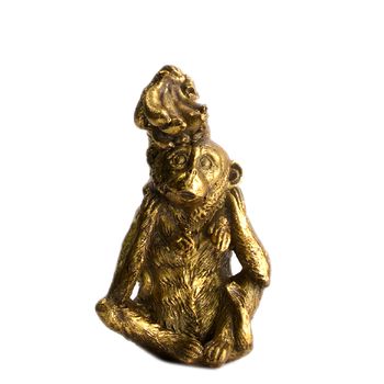 Monkey polyresin 9x7x8.5cm Gold