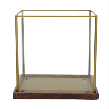 Candle holder glass 24x14.5x23.5cm Antique Brass