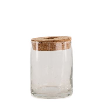 Vase glass with lid Ø8x10.8cm Natural