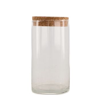 Vase glass with lid Ø8x15.7cm Natural