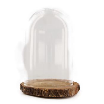 Bell glass with wooden base Ø18x26cm Natural