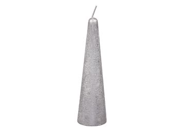 pc. 1 cone candle metallic 14 hrs. Silver 41x150mm