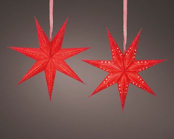 Star paper 7pnt star velvet, gold glitter indoor red Dia 60cm
