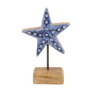 Starfish mango wood 12x5x18cm Blue