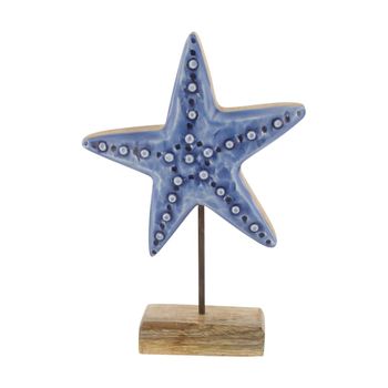 Starfish mango wood 18x5x25cm Blue