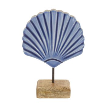 Shell mango wood 14x5x19cm Blue