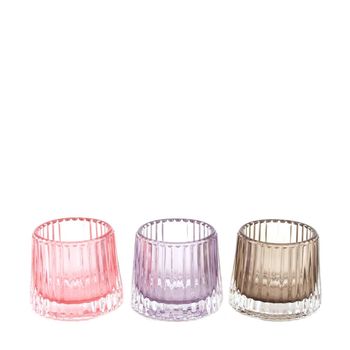 Tealight holder glass Ø8x7cm Pink mix