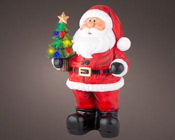 Kerstman polyresin met Led lampjes multi 34x42x63cm