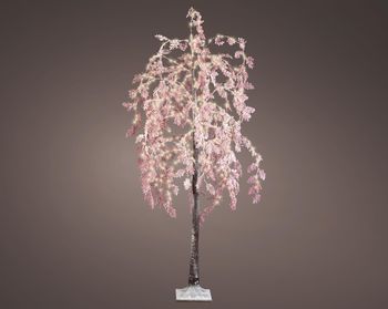 Baum rosa Blume im Freien warmweiß H210cm 600 microLED