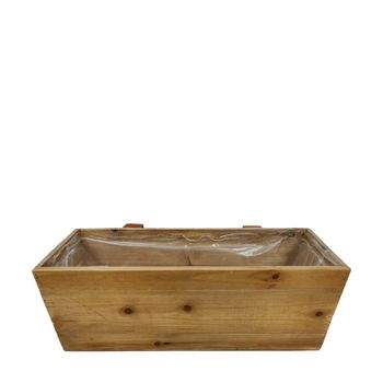 Planter Hanging wood with plastic 38x13x14cm Natural