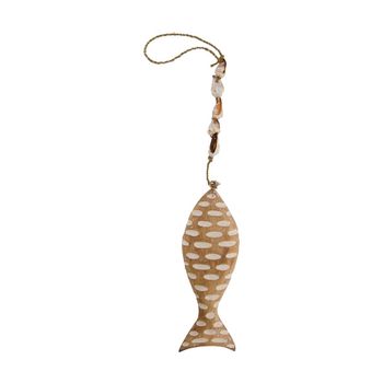 Fish S wood with rope 29x10x2,5cm White-wash