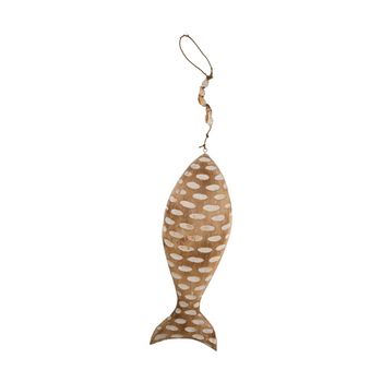 Fish L wood with rope 59x20x2,5cm White-wash