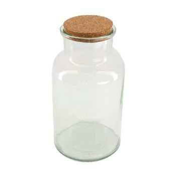 Glass jar 14x14x27cm with cork Transparent