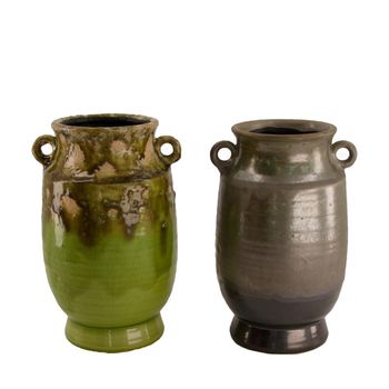 Vase ceramic 14.5x13x21.5cm Green mix