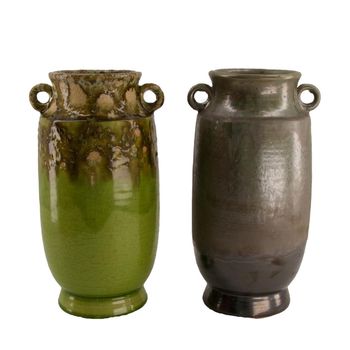 Vase ceramic 14.5x14x28cm Green mix
