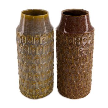 Vase ceramic Ø14.5x33cm Brown/Yellow mix