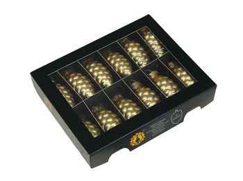 w/b. 12 glass cones/cap bright gold mat 60 mm