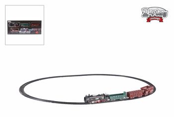 2-Play locomotief met licht 3 aanhangers en rails 16dlg 45cm