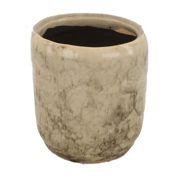 Pflanzgefäß Keramik Ø8x8,5cm Taupe/Grau