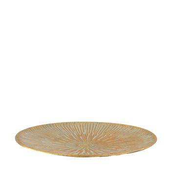 Tray metal Ø38x4cm Gold white-washed