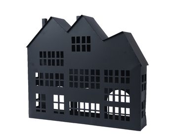 Theelichthouder huis ijzer zwart 44x9x37cm