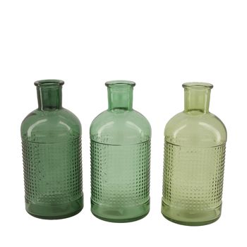 Bottle glass Ø9x19.5cm Mixed Green