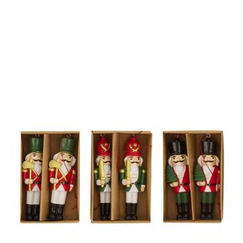 Figurine nutrcracker wood 7x3x12cm 2pc in box Mixed red