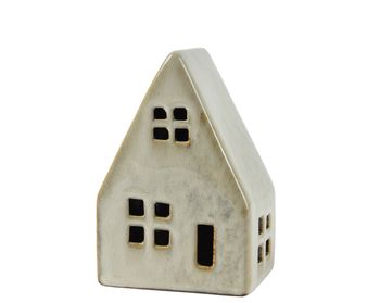 Huis porselein licht bruin 8x5,5x12cm