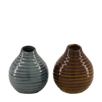 Vase ceramic Ø9.8x10.6cm Mixed Blue/Brown