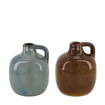 Vase Keramik Ø10x12cm Gemischt Blau/Braun