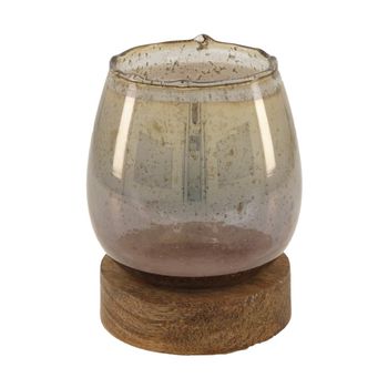 Teelichthalter Glas 8x9x13cm Grau/Braun