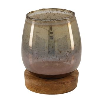Tealight holder glass 10x12x15cm Grey/Brown