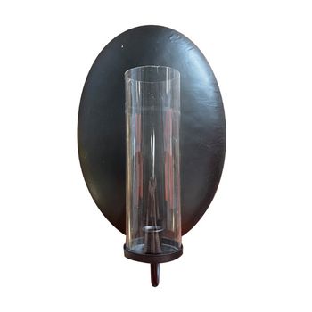 Kerzenhalter Metall mit Glas 24x12x40.5cm Schwarz