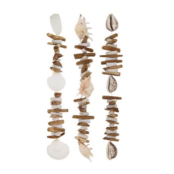 Garland shells nature with wood 9x3x63cm Natural mix