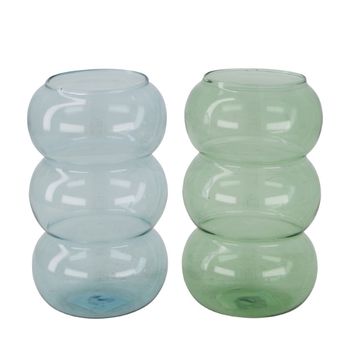 Vase Glas Ø8.5x14cm Grüner Mix