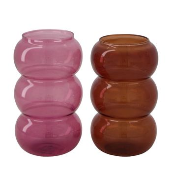 Vase glass Ø8.5x14cm Pink mix