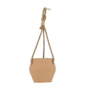 Planter hanging terracotta with rope Ø9.5x8.5cm Sand