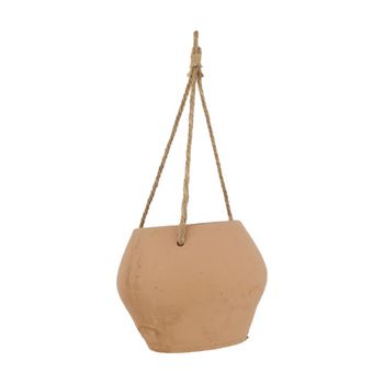 Planter hanging terracotta with rope Ø18x14.5cm Sand