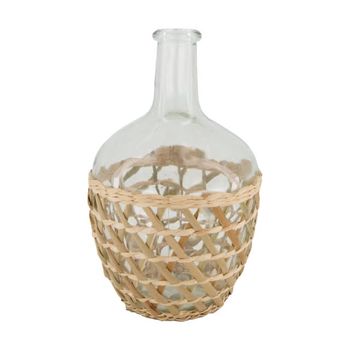 Bottle glass with rattan Ø16x26cm Natural