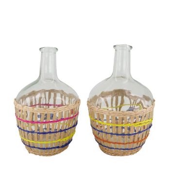 Bottle with rattan glass 16x16x26cm 2 assorted colours